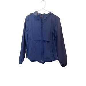 Gerry Jacket Womens Medium Blue Hooded Windbreaker Full Zip Lightweight